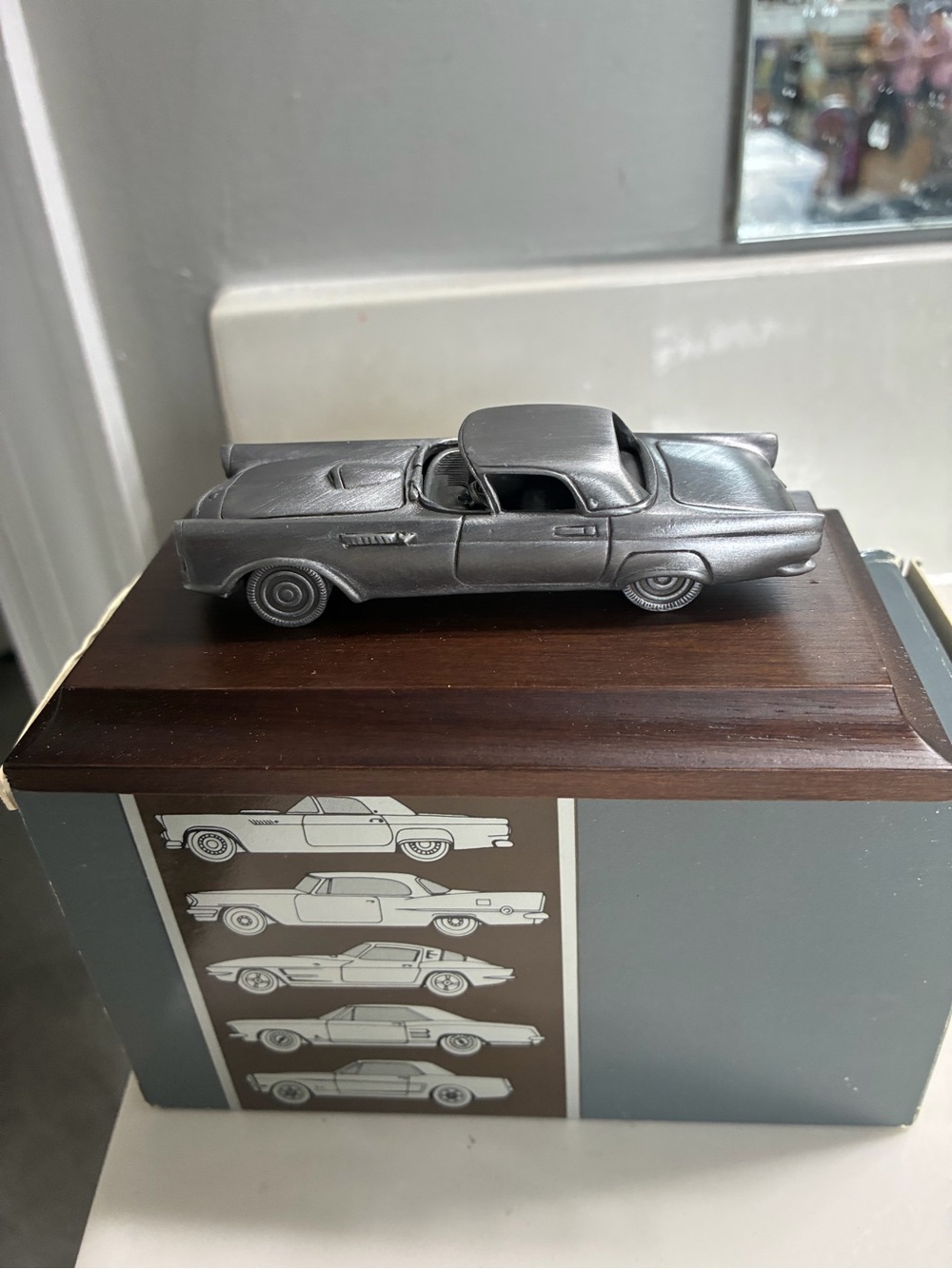 1984 Avon Pewter 1955 Ford Thunderbird. Wooden platform and original box